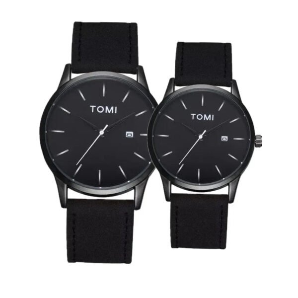 TOMI T-071 Couple Leather Watch – Stylish Matching Set for Him & Her - Image 5