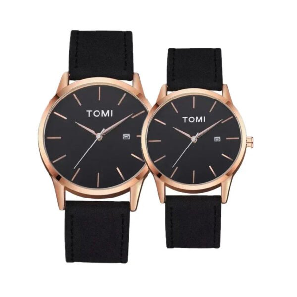 TOMI T-071 Couple Leather Watch – Stylish Matching Set for Him & Her - Image 6