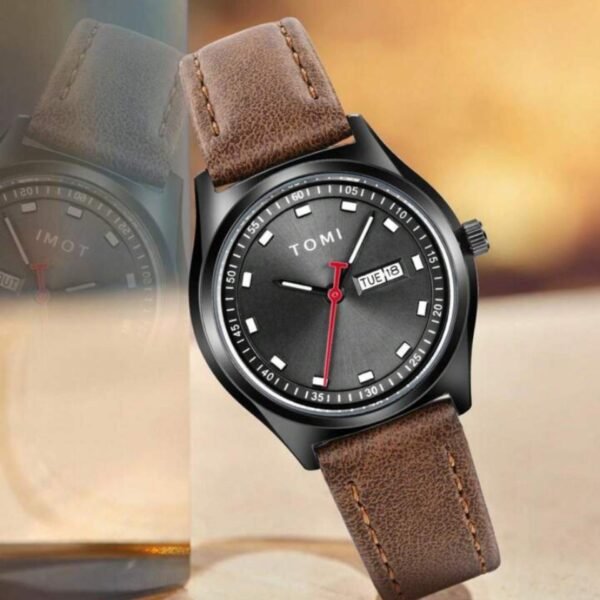 TOMI T-030 Men's Watch Date Day Quartz Leather Straps - Tomi Watches