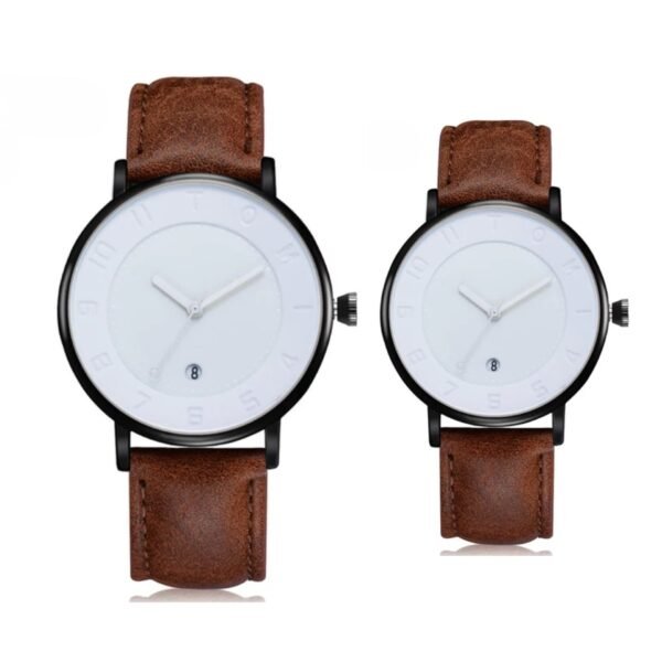 TOMI T-085 Couple Watch Date Quartz Leather Straps - Tomi Watches