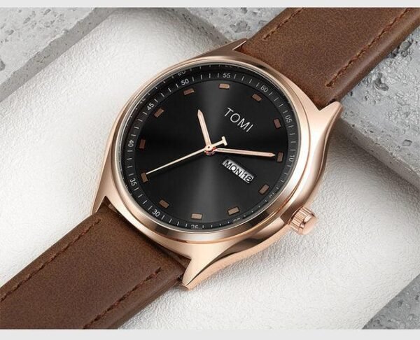 TOMI T-030 Men's Watch Date Day Quartz Leather Straps - Tomi Watches