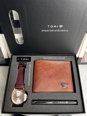 TOMI T-041 3PCS  Gift Box Set with Watch, Wallet & Pen | The Tomi Watches