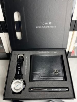 TOMI T-099 3PCS  Gift Box Set with Watch, Wallet & Pen | The Tomi Watches