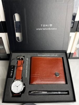 EliteWrist TOMI T-091 Luxury Gift Set – Wallet, Pen & Quartz Watch | The Tomi Watches