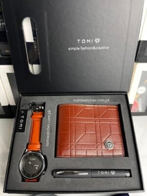 TOMI T-101 Gift Set – Watch, Leather Wallet & Pen for Men | The Tomi Watches