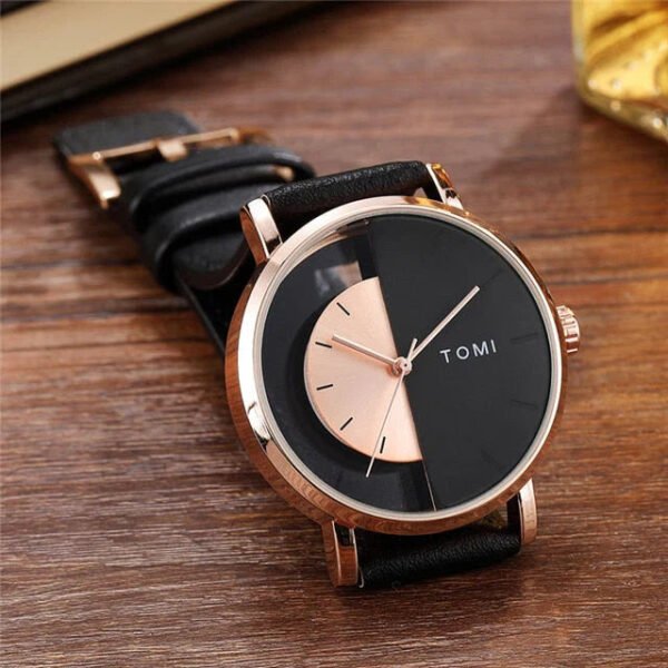 TOMI T-080 Unisex Fashion Watch – Half Transparent Dial, Leather Strap, Water-Resistant - Image 17