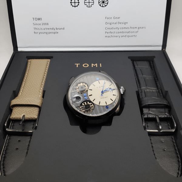 TOMI T-106 Face Gear Dual Strap Luxury Watch - Tomi Watches