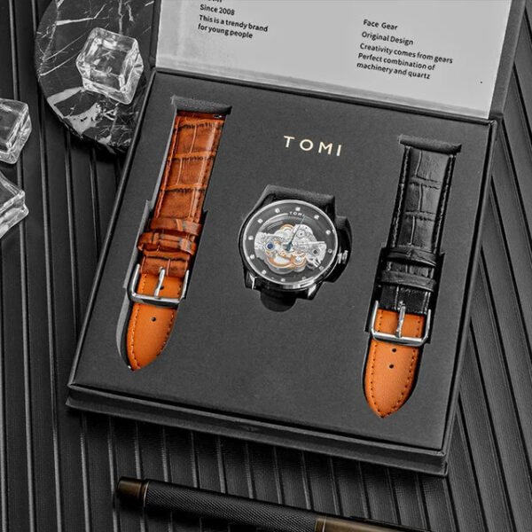 TOMI Skelton Face Gear Dual Strap Luxury T-102 | The Tomi Watches - Image 27