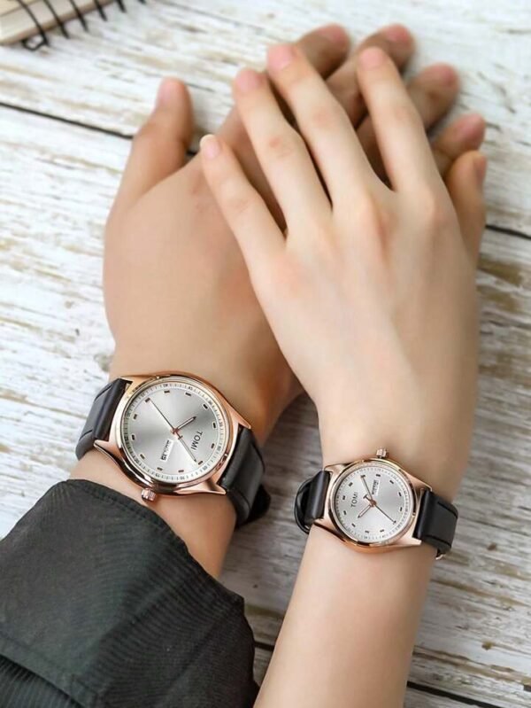 TOMI T-030 Couple Watch Date Day Leather Straps - Tomi Watches
