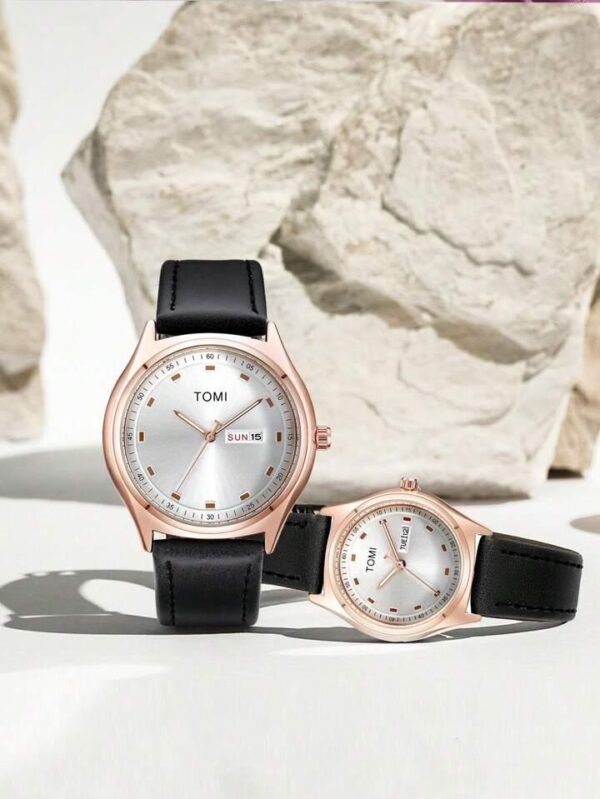 TOMI T-030 Couple Watch Date Day Leather Straps - Tomi Watches