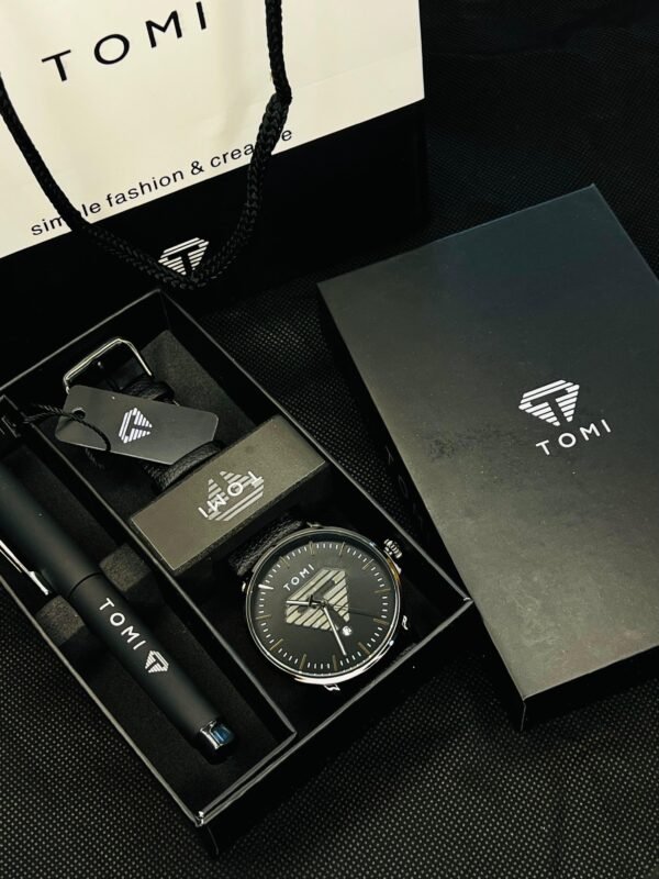 TOMI T-042 Watch With Pen Date Quartz Executive Gift Box Packing - Tomi Watches
