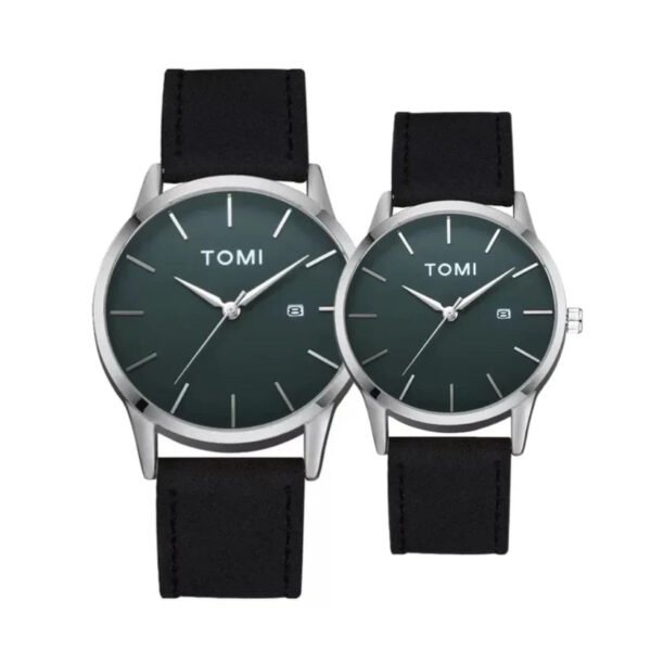 TOMI T-071 Couple Leather Watch – Stylish Matching Set for Him & Her - Image 3