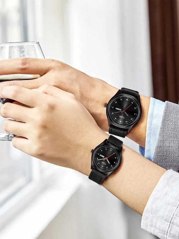 TOMI T-030 Couple Watch Date Day Leather Straps - Tomi Watches