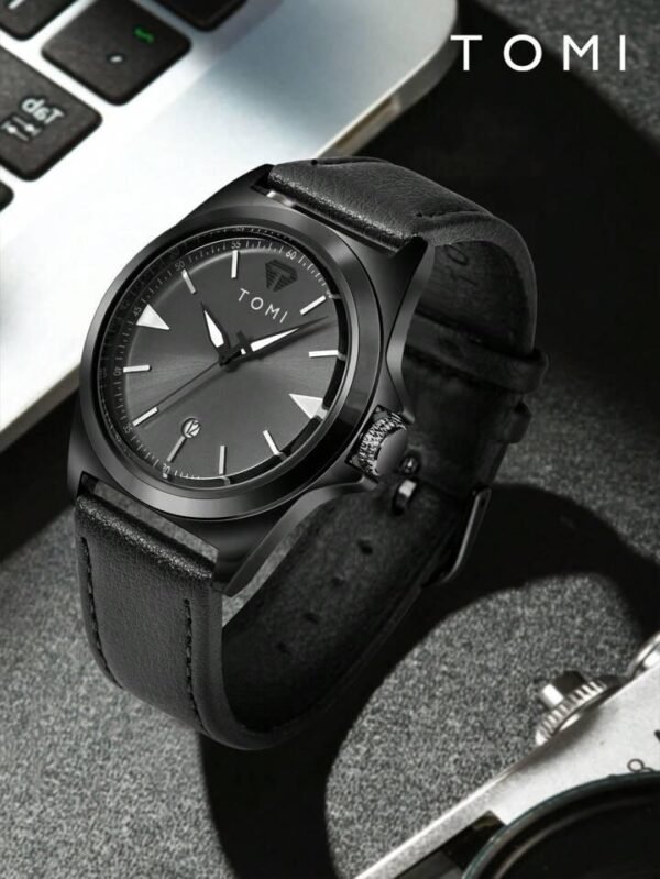 All Black TOMI T-041 Business Watch Date Quartz - Tomi Watches